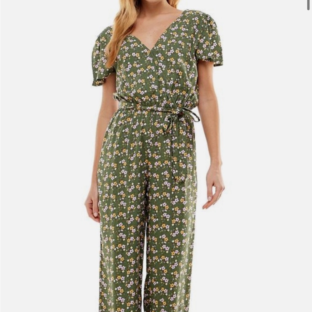 Kingston Floral Green Olive Jumpsuit
